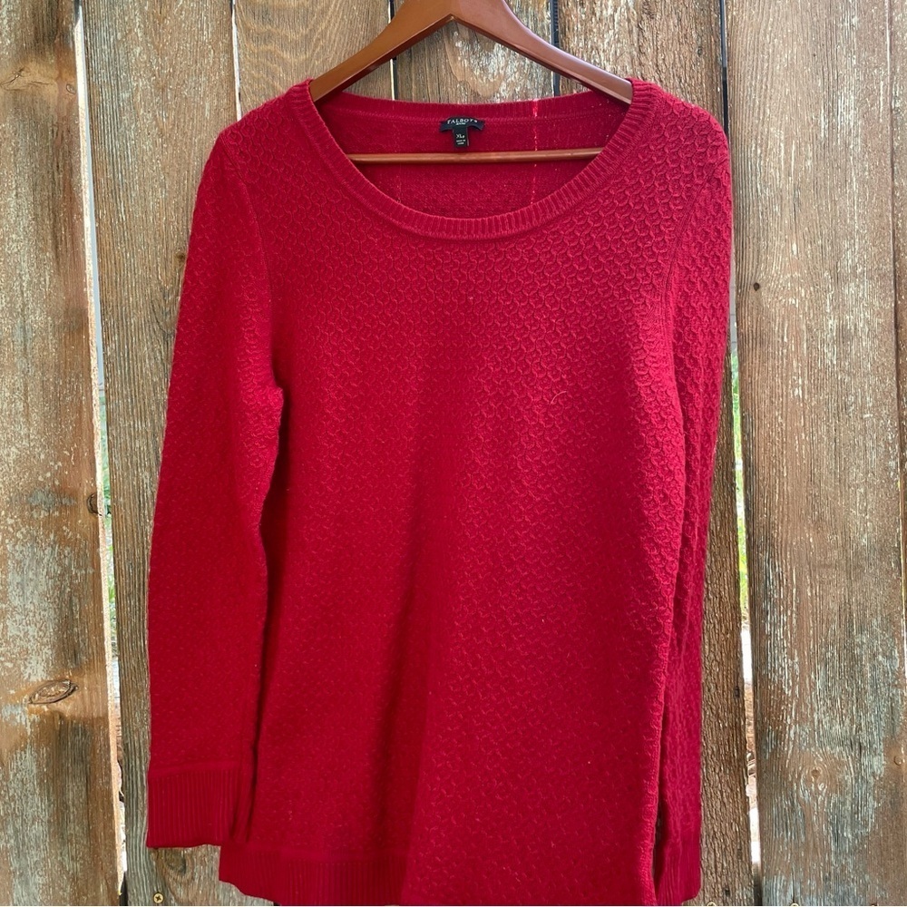 TALBOTS Women’s Red Round Neck Long Sleeve Knit Sweater Size XL Petite